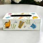 Solid White Butterfly Paper Mache Tissue Box