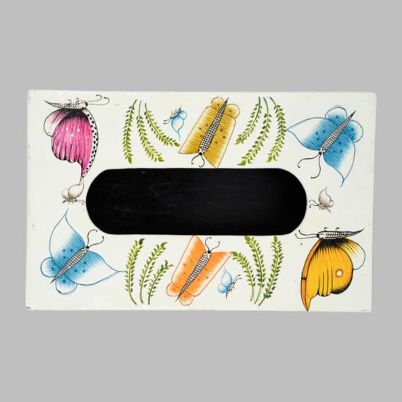 Solid White Butterfly Paper Mache Tissue Box