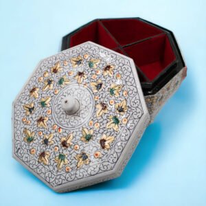 White Golden Paper Mache Dry Fruitbox-1