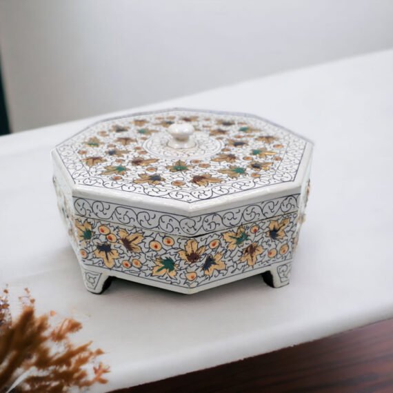 White Golden Paper Mache Dry Fruitbox