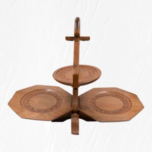 Wooden Beaded Tier Serving Tray Platters