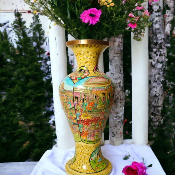 Yellow Hand-Painted Flower Vase